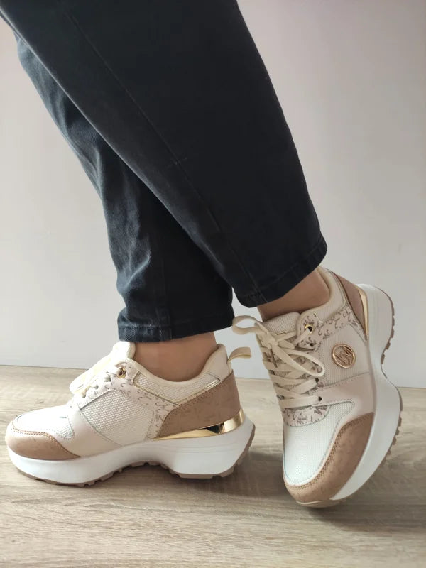 PANTOFI CASUAL DAMA JOMIX WSC250524-7 BEJ DESCHIS CU GREJ - imagine 2