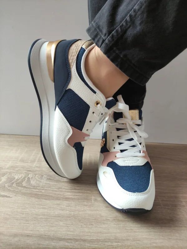 PANTOFI CASUAL DAMA JOMIX WSC250721-3 ALBI CU BLEUMARIN - imagine 4