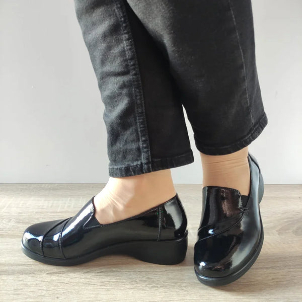 PANTOFI CASUAL DAMA KARISMA 40005B 01-L NEGRI LAC - imagine 2