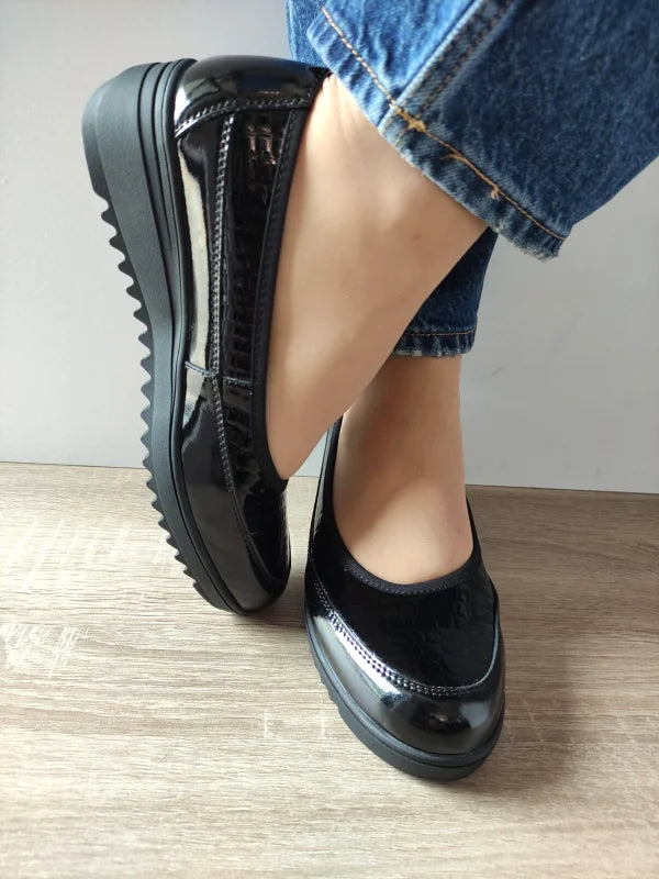 PANTOFI CASUAL DAMA KARISMA 60006A 01-O NEGRI LAC - imagine 4