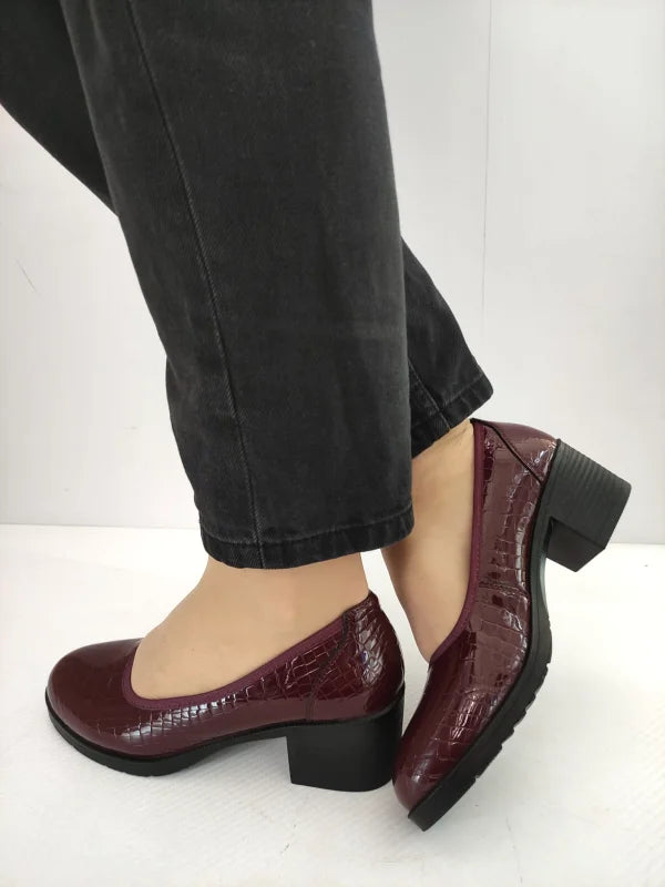 PANTOFI CASUAL DAMA KARISMA 60011B 23-O BORDO CROCO - imagine 2