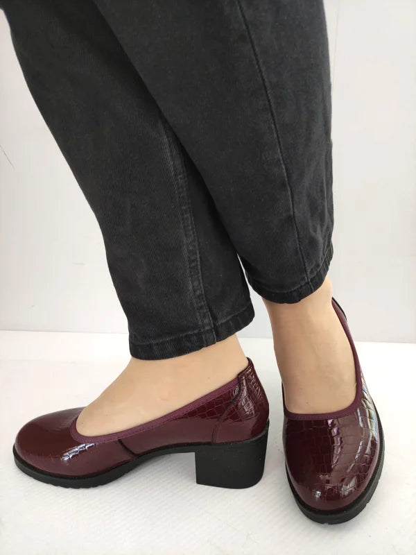 PANTOFI CASUAL DAMA KARISMA 60011B 23-O BORDO CROCO - imagine 5