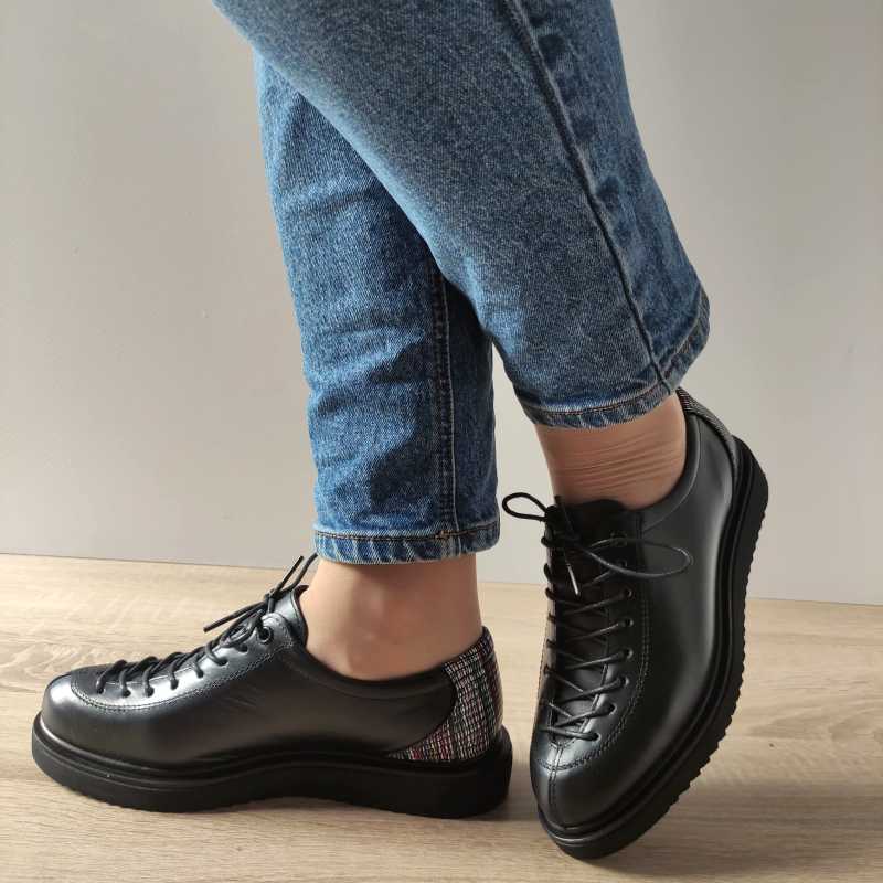 PANTOFI CASUAL DAMA NICOLIS 106 NEGRI + CROCO - imagine 5