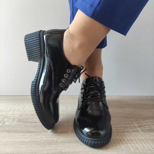 PANTOFI CASUAL DAMA PASS 21601 01-L NEGRI LAC - imagine 4