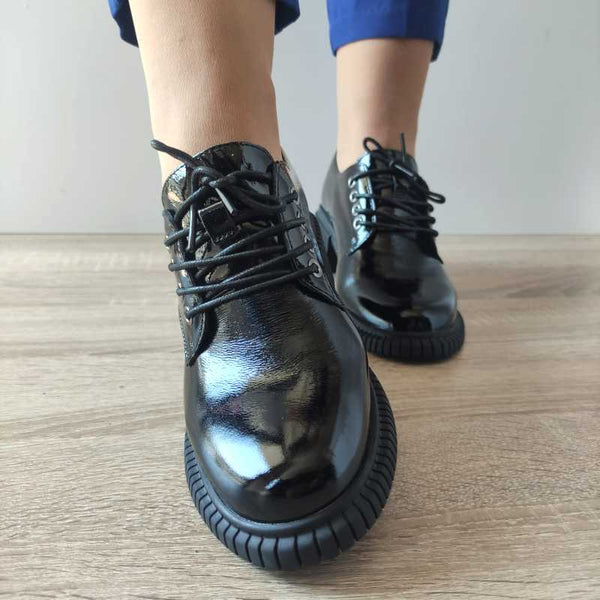 PANTOFI CASUAL DAMA PASS 21601 01-L NEGRI LAC - imagine 5