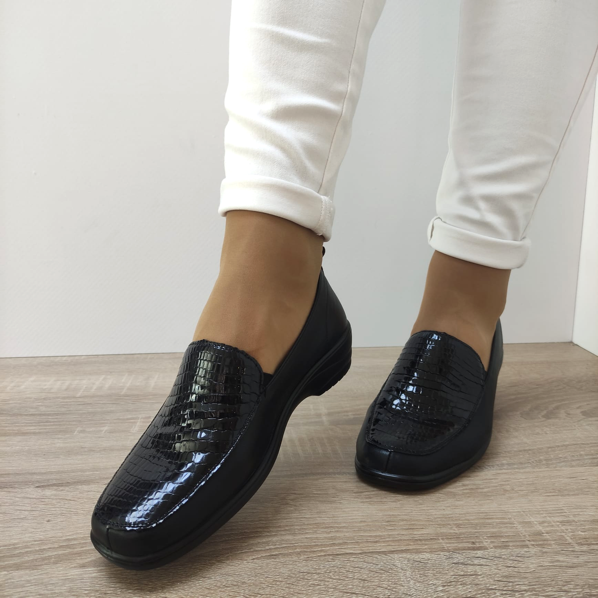 PANTOFI CASUAL DAMA PASS 400018 01-O NEGRI + CROCO - imagine 5