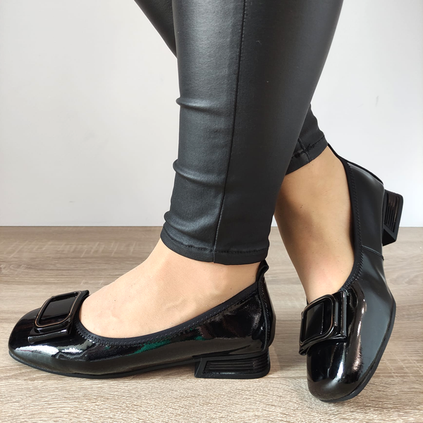 PANTOFI CASUAL DAMA PASS 40017B 01-L NEGRI LAC - imagine 2