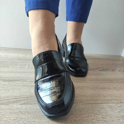 PANTOFI CASUAL DAMA PASS 450024 01-L NEGRI LAC CROCO