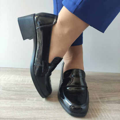 PANTOFI CASUAL DAMA PASS 450024 01-L NEGRI LAC CROCO