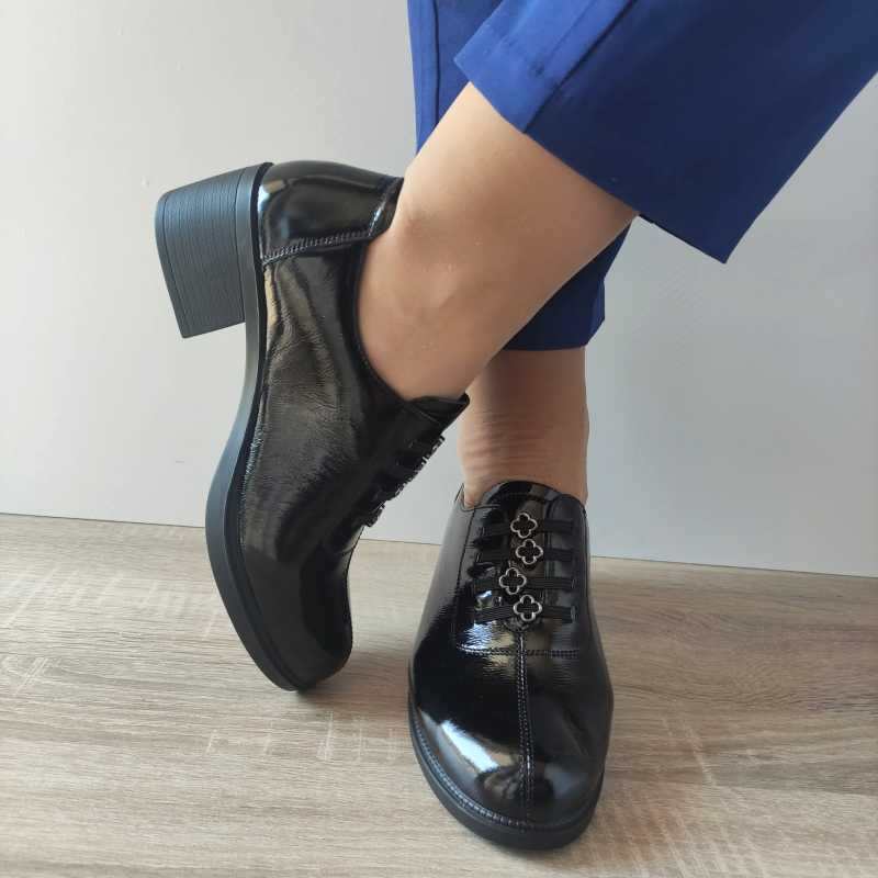 PANTOFI CASUAL DAMA PASS 50039A 01-L NEGRI LAC