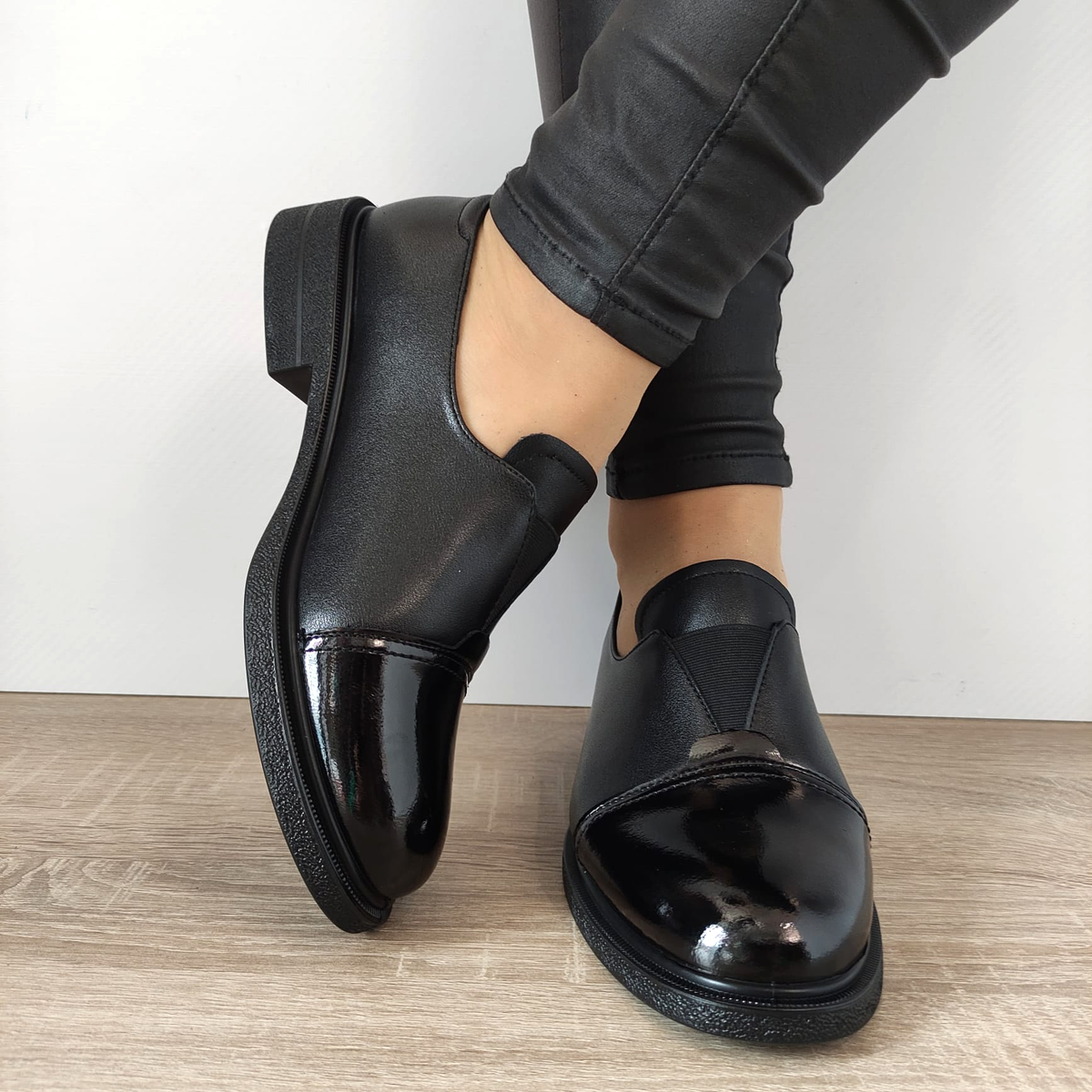 PANTOFI CASUAL DAMA PASS 540004 01-N NEGRI + LAC - imagine 6