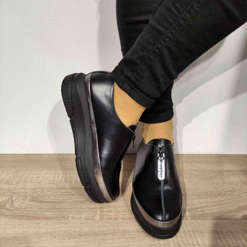 Pantofi Casual Damă PERLLA 1247-7 Negru – Piele Naturală – vedere 3