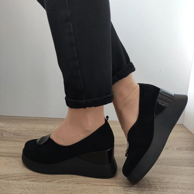 PANTOFI CASUAL DAMA PERLLA 1444-2 NEGRI VELUR - imagine 3