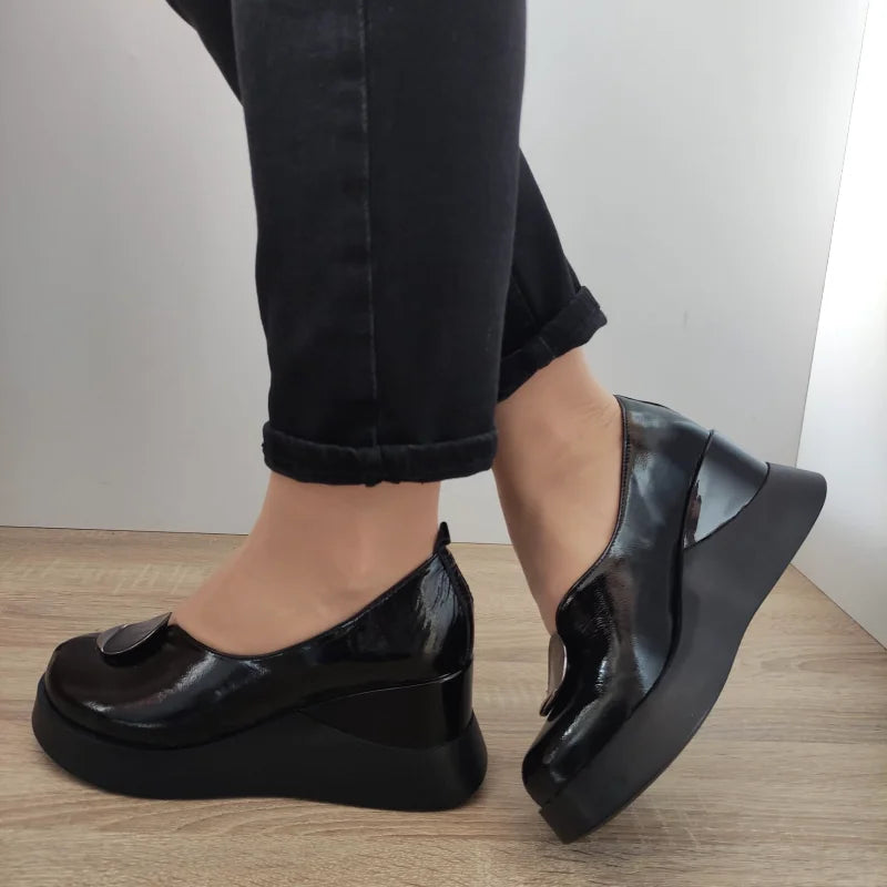 PANTOFI CASUAL DAMA PERLLA 1444-3 NEGRI LAC - imagine 5