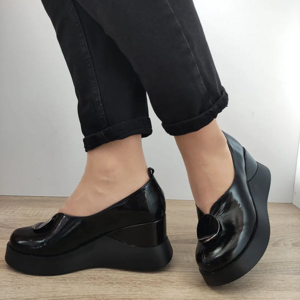 PANTOFI CASUAL DAMA PERLLA 1444-3 NEGRI LAC - imagine 2