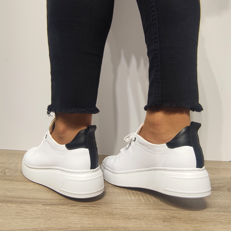 PANTOFI CASUAL DAMA PERLLA 3164-4 ALBI + NEGRU - imagine 4