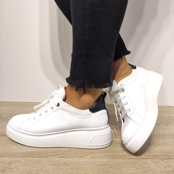 PANTOFI CASUAL DAMA PERLLA 3164-4 ALBI + NEGRU - imagine 2