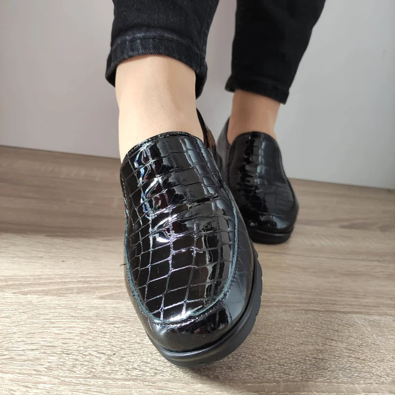 PANTOFI CASUAL DAMA PITILLOS 10003 NEGRI CROCO - imagine 5