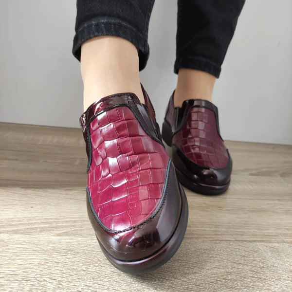 PANTOFI CASUAL DAMA PITILLOS 10024 BORDO CROCO - imagine 5