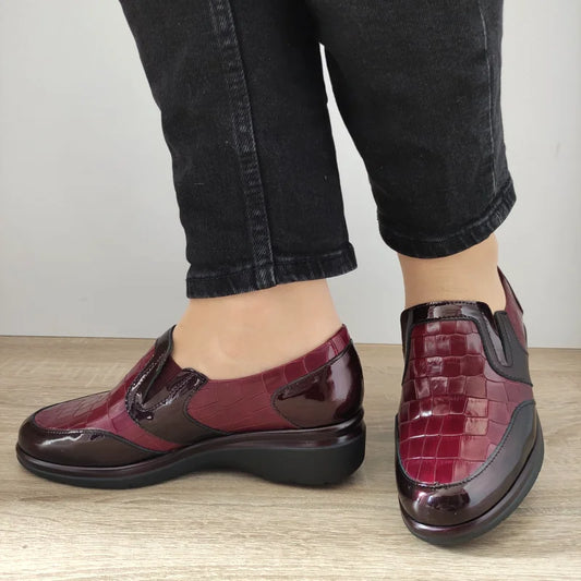 PANTOFI CASUAL DAMA PITILLOS 10024 BORDO CROCO