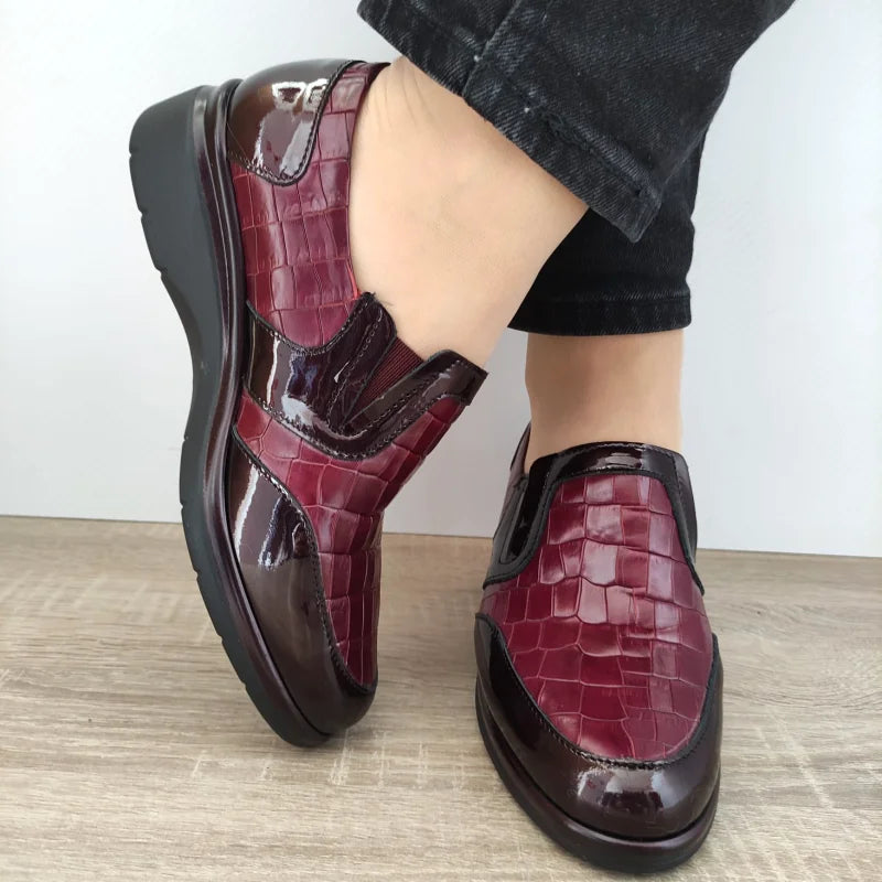 PANTOFI CASUAL DAMA PITILLOS 10024 BORDO CROCO