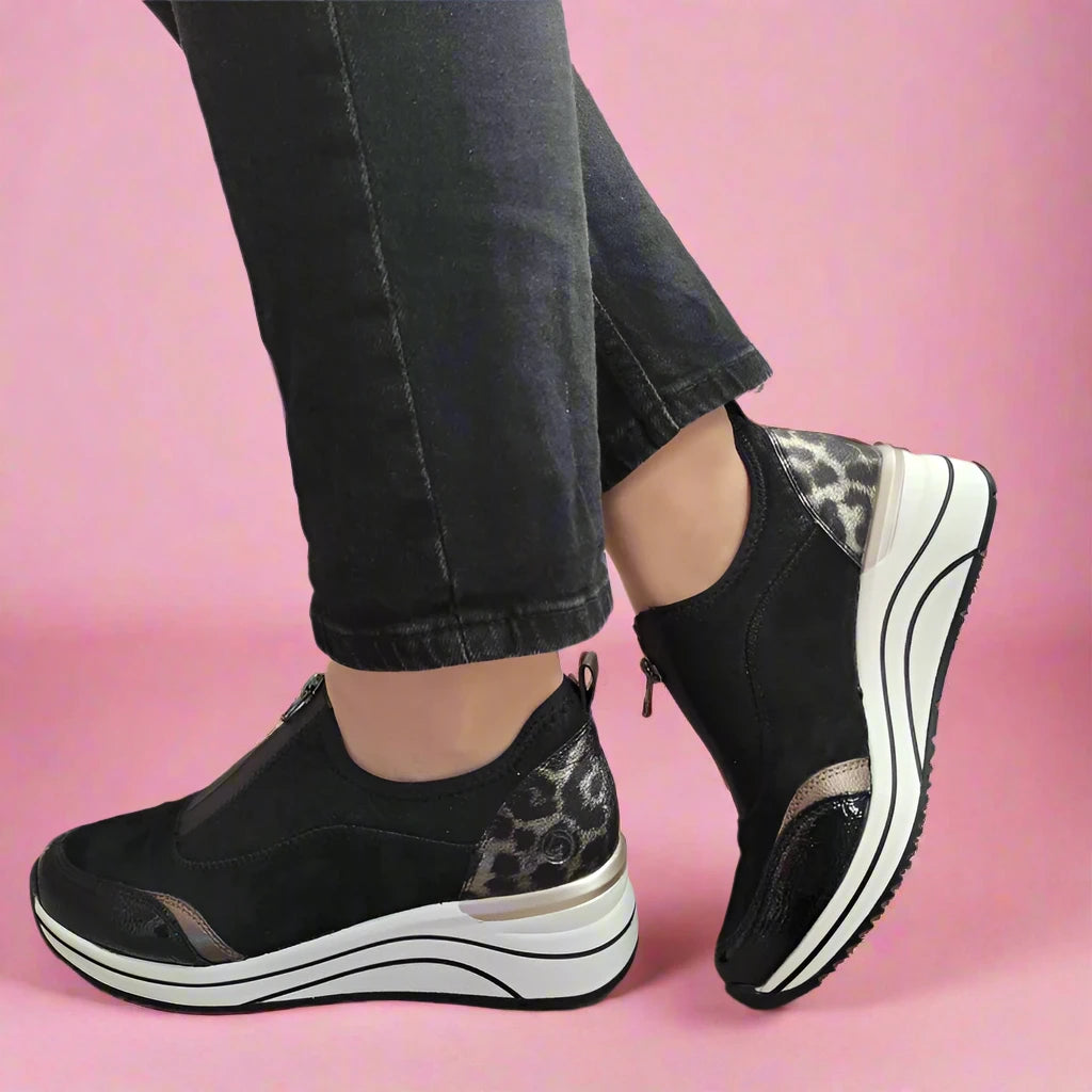 PANTOFI CASUAL DAMA REMONTE D0T08-02 NEGRE VELUR CU LAC - imagine 5