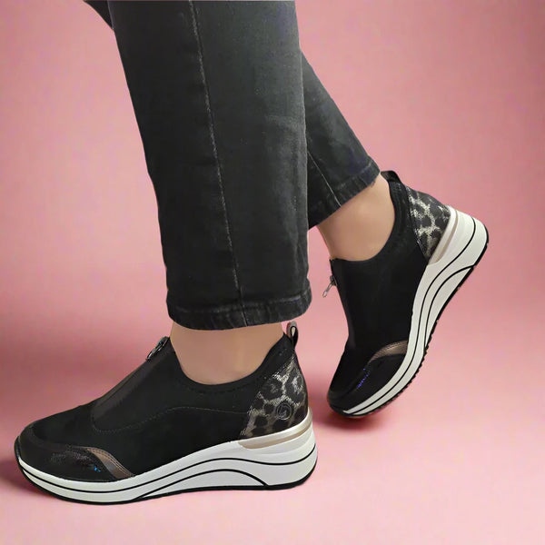 PANTOFI CASUAL DAMA REMONTE D0T08-02 NEGRE VELUR CU LAC - imagine 2