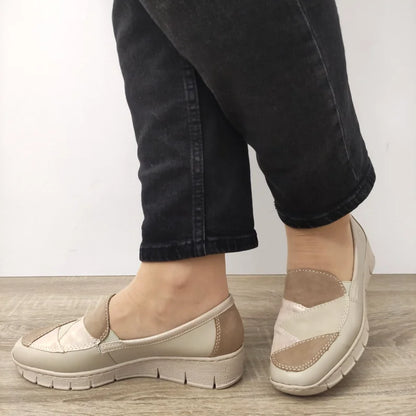PANTOFI CASUAL DAMA RIEKER 53785-60 BEJ CU TAUPE
