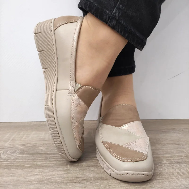 PANTOFI CASUAL DAMA RIEKER 53785-60 BEJ CU TAUPE - imagine 4