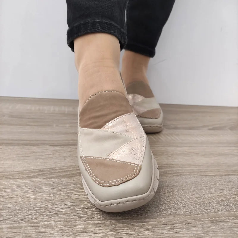 PANTOFI CASUAL DAMA RIEKER 53785-60 BEJ CU TAUPE - imagine 5