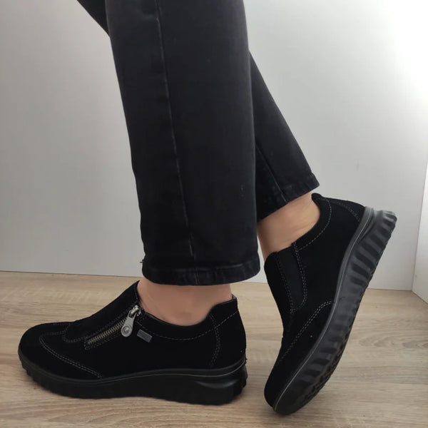 PANTOFI CASUAL DAMA RIEKER 59071-00 NEGRI VELUR - imagine 2