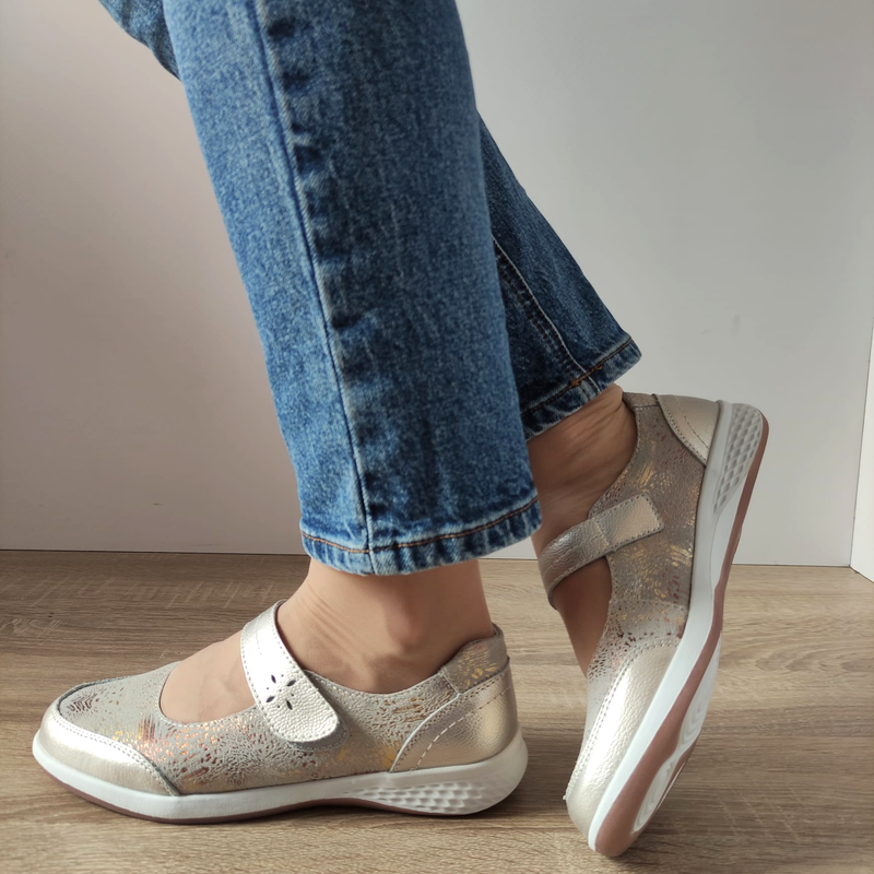 PANTOFI CASUAL DAMA TOPWAY B932304 SILVER + GOLD - imagine 5