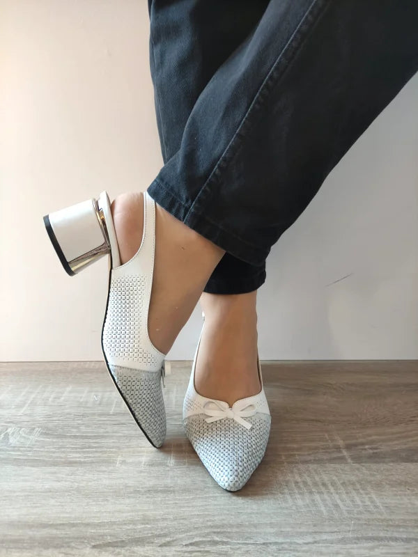 PANTOFI CASUAL DECUPATI DAMA DOGATI 049 563 ALBI CU ARGINTIU