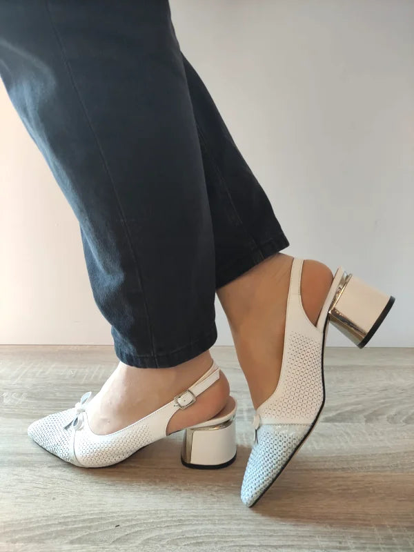PANTOFI CASUAL DECUPATI DAMA DOGATI 049 563 ALBI CU ARGINTIU - imagine 4