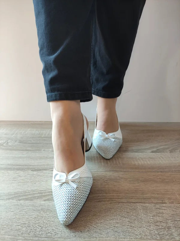 PANTOFI CASUAL DECUPATI DAMA DOGATI 049 563 ALBI CU ARGINTIU