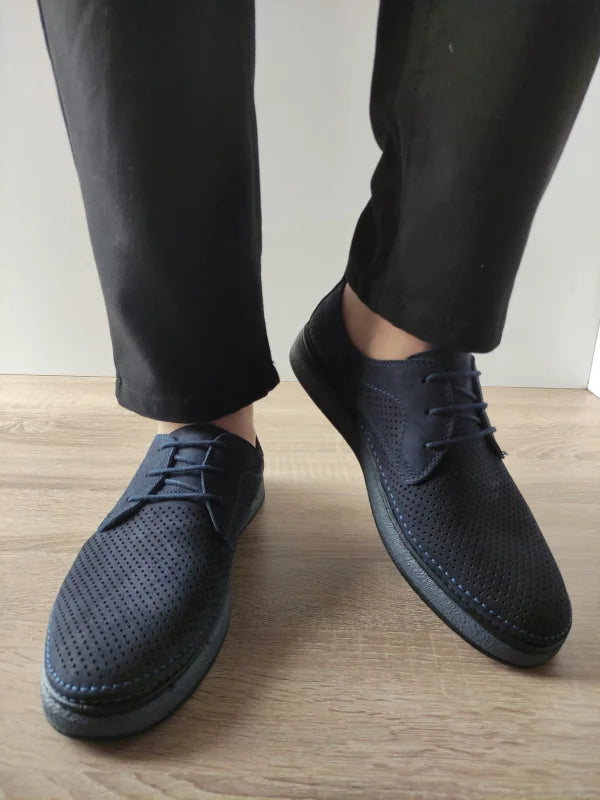 PANTOFI CASUAL PERFORATI BARBATI GORETTI B69-321 BLEUMARIN