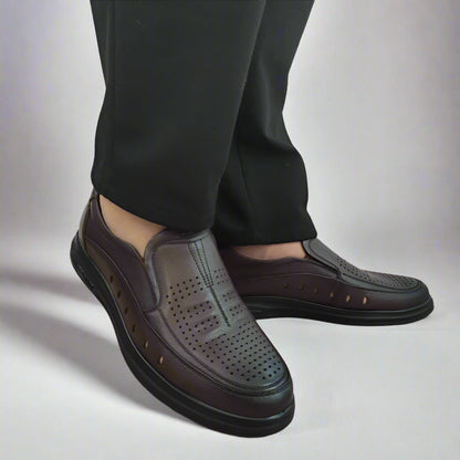 PANTOFI CASUAL PERFORATI BARBATI MELS 19156 MARO COFFEE