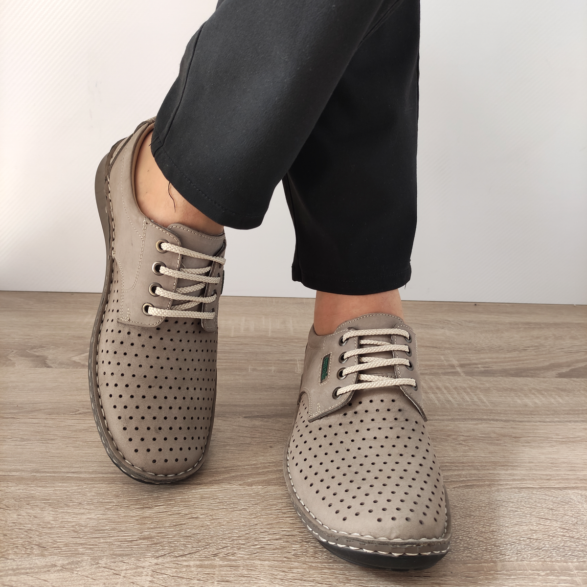PANTOFI PERFORATI CASUAL BARBATI OTTER 9554 14-2 BEJ NISIP - imagine 4