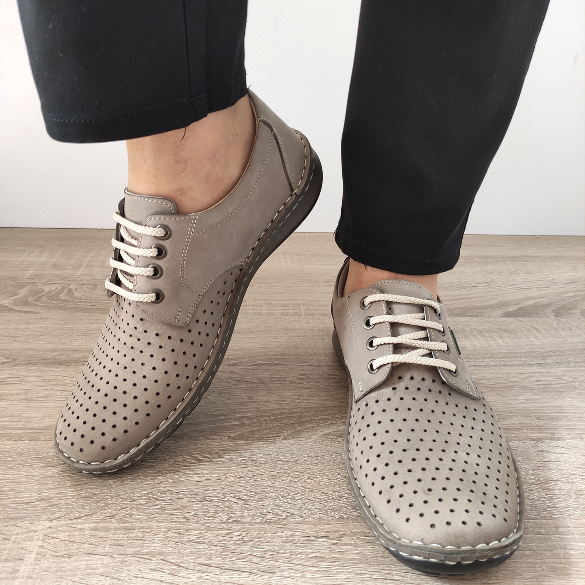 PANTOFI PERFORATI CASUAL BARBATI OTTER 9554 14-2 BEJ NISIP - imagine 5