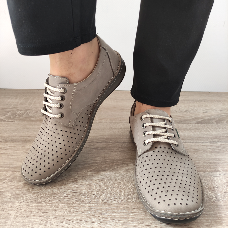 PANTOFI PERFORATI CASUAL BARBATI OTTER 9554 14-2 BEJ NISIP - imagine 5