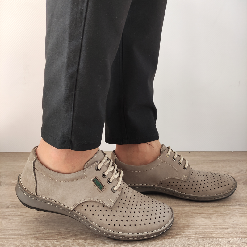 PANTOFI PERFORATI CASUAL BARBATI OTTER 9554 14-2 BEJ NISIP - imagine 2