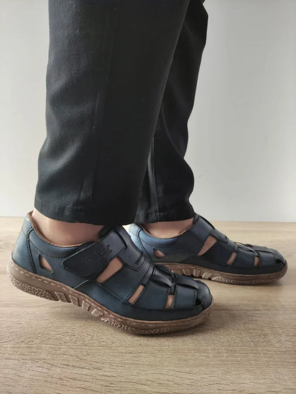 PANTOFI CASUAL PERFORATI BARBATI RIEKER 03578-14 ALBASTRI - imagine 2