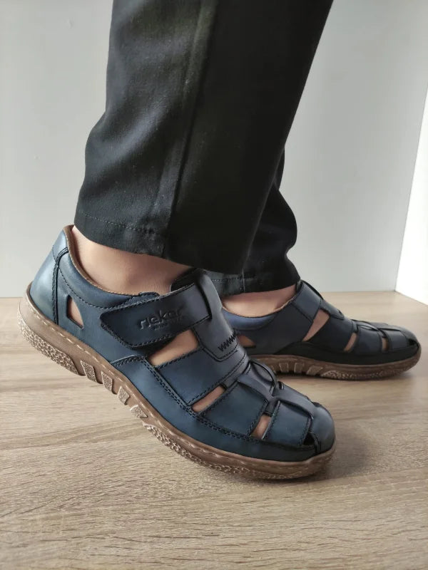 PANTOFI CASUAL PERFORATI BARBATI RIEKER 03578-14 ALBASTRI - imagine 3