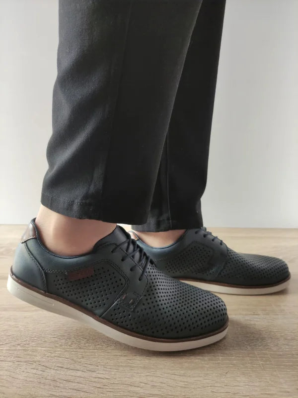 PANTOFI CASUAL PERFORATI BARBATI RIEKER B2306-14 BLEUMARIN - imagine 2