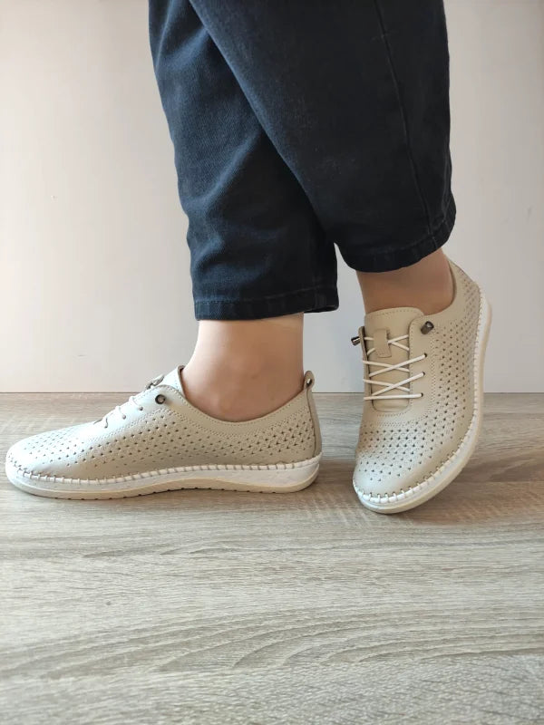 PANTOFI CASUAL PERFORATI DAMA CASPIAN 1800 BEJ