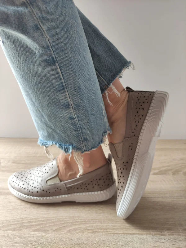 PANTOFI CASUAL PERFORATI DAMA CASPIAN 24015 GREJ - imagine 5