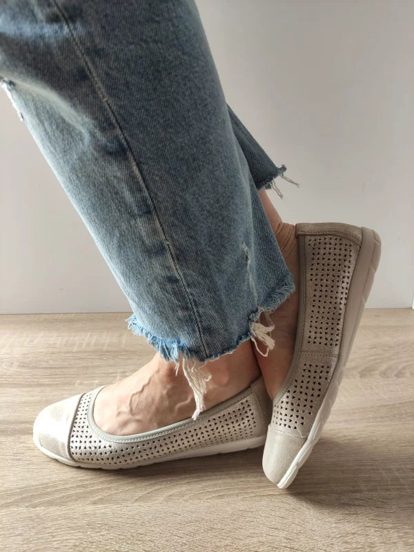 PANTOFI CASUAL PERFORATI DAMA PASS 42024 12-I BEJ METALIC - imagine 4