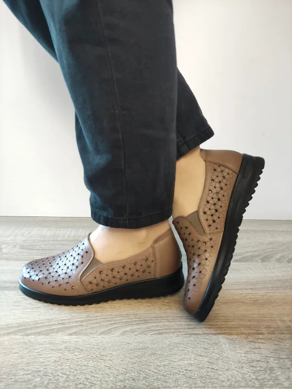 PANTOFI CASUAL PERFORATI DAMA PASS 460006C B2-N GREJ - imagine 5