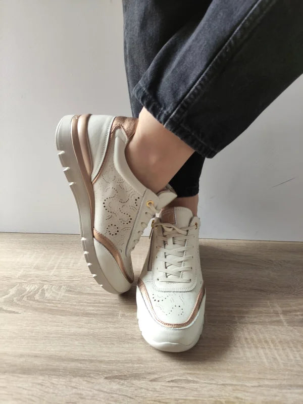 PANTOFI CASUAL PERFORATI DAMA PIKOLINOS W4R-6622C1 CREM NATA