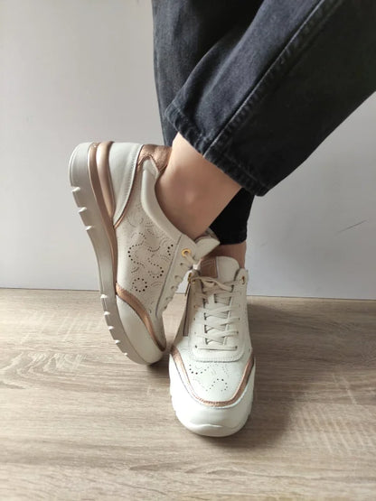 PANTOFI CASUAL PERFORATI DAMA PIKOLINOS W4R-6622C1 CREM NATA